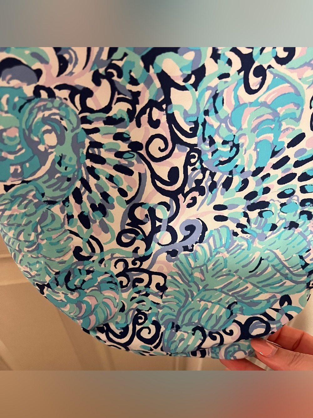 Lilly Pulitzer Flamenco One-Piece Swimsuit in Light Aqua Spritz Sz 14 Beach - Picture 10 of 15